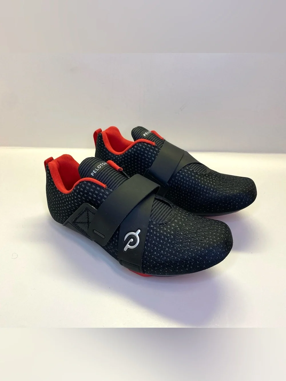 Peloton Black and Red Knit Workout Shoe